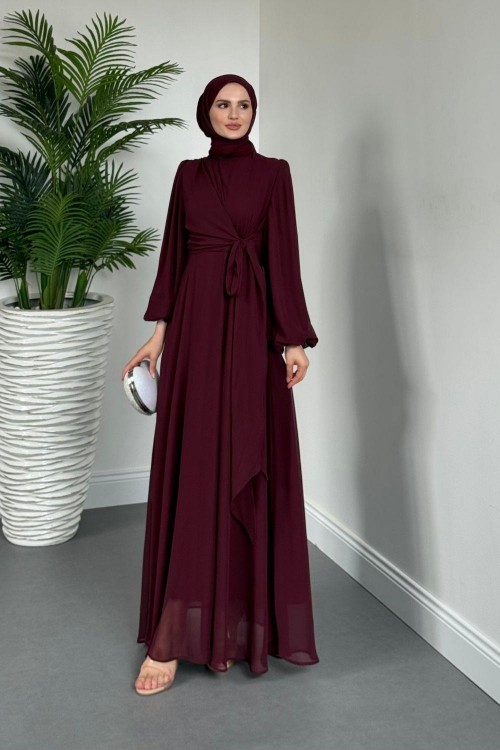 Onstantic Yandan Bağlamalı Elbise Vişne Çürüğü