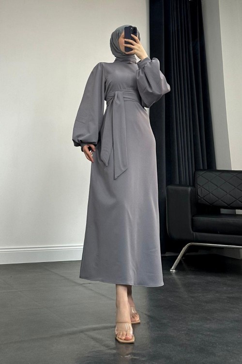 Oreste Kalın Kemer Elbise Gri