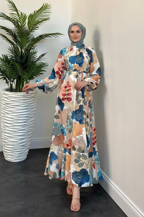 Paolo Çiçek Desen Elbise Mint