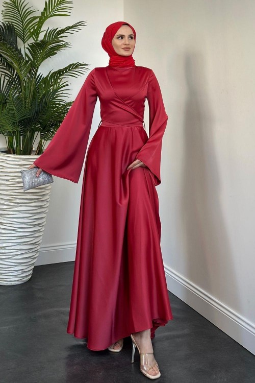 Pary Önü Çapraz Abiye Kırmızı