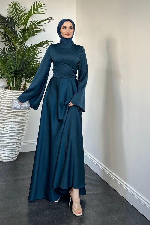 Pary Önü Çapraz Abiye Petrol Yeşili