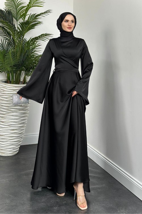 Pary Önü Çapraz Abiye Siyah