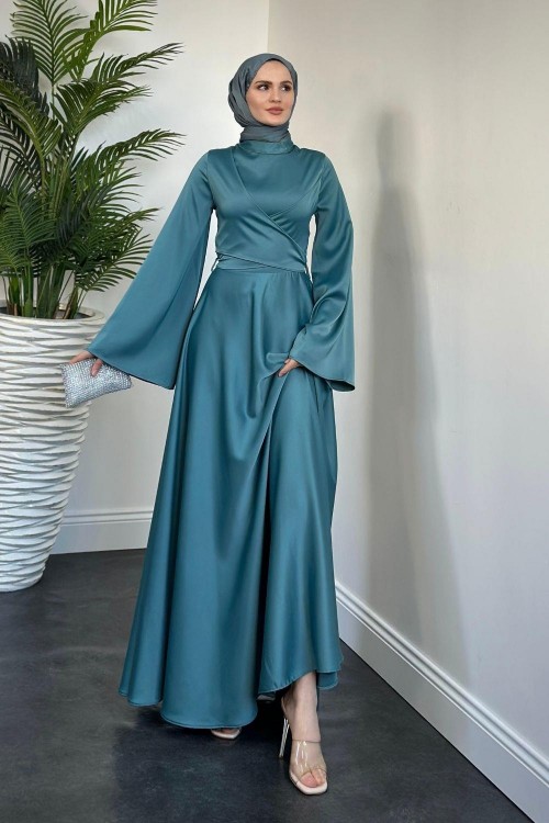 Pary Önü Çapraz Abiye Turkuaz