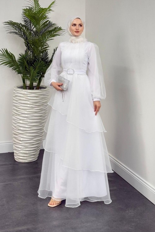 Patricia Kat Kat Tül Abiye Beyaz