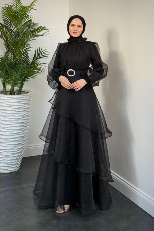 Patricia Kat Kat Tül Abiye Siyah