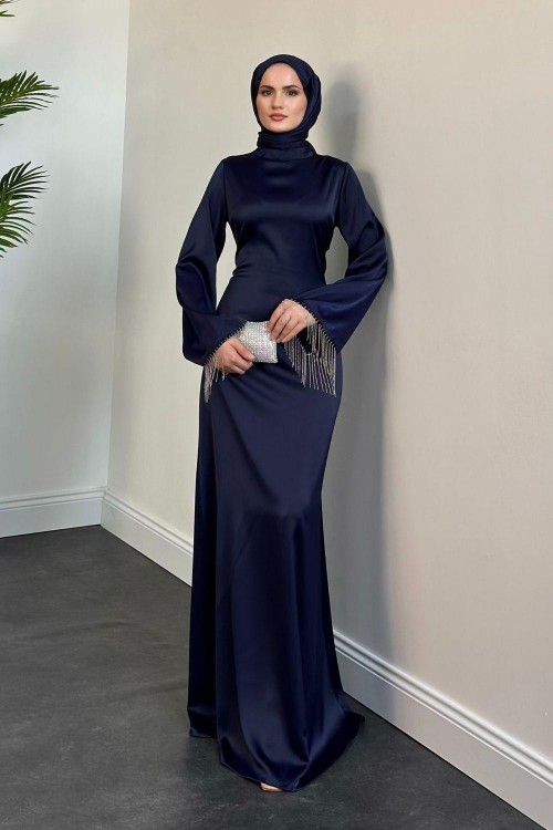 Pena İspanyol Kol Zincir Detay Abiye Lacivert