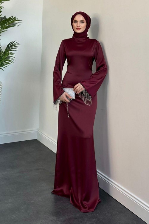 Pena İspanyol Kol Zincir Detay Abiye Mürdüm