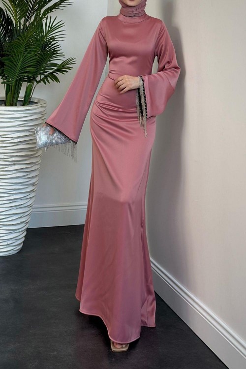 Pena İspanyol Kol Zincir Detay Abiye Pudra