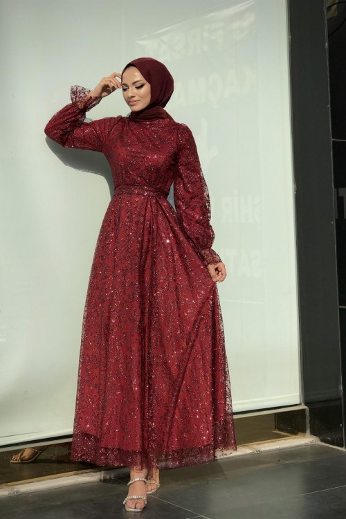 Petra Simli Abiye Bordo