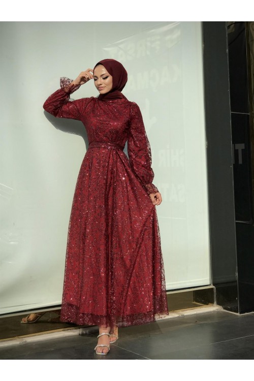 Petra Simli Abiye Bordo