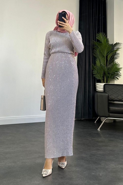 Pilise Payetli Abiye Pudra