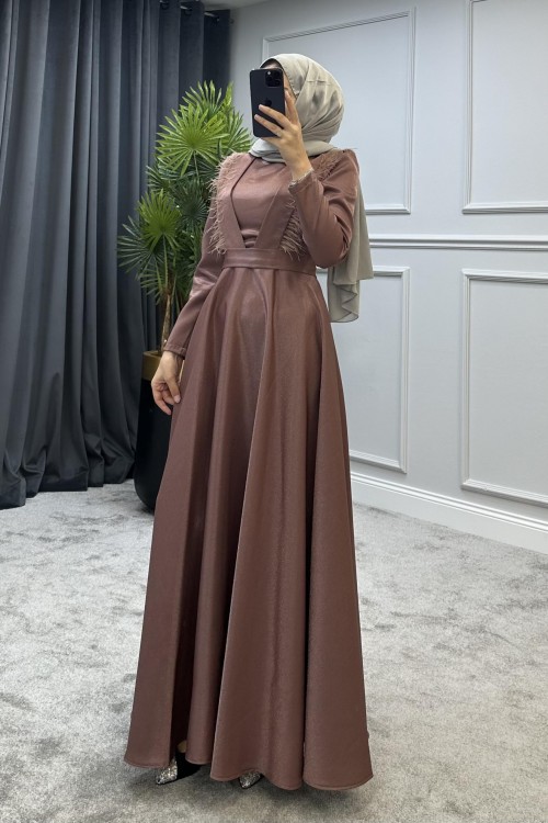 Polina Tesettür Abiye Gül Kurusu