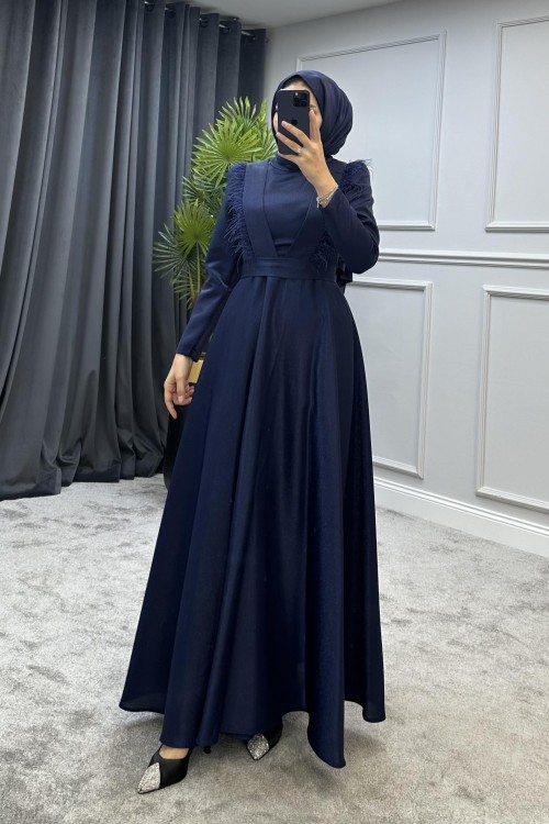Polina Tesettür Abiye Lacivert