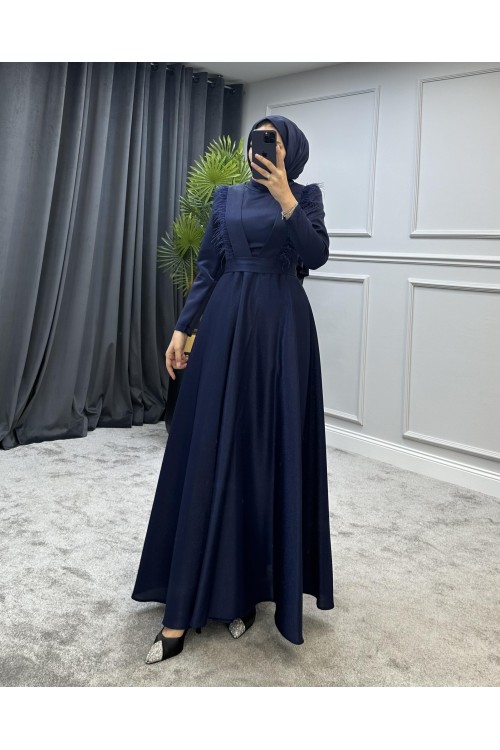 Polina Tesettür Abiye Lacivert