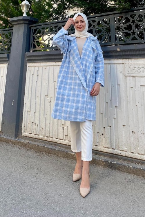 Pötikare Desenli Püsküllü Kap Mavi