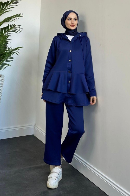 Raina Fırfırlı Scuba Takım Lacivert