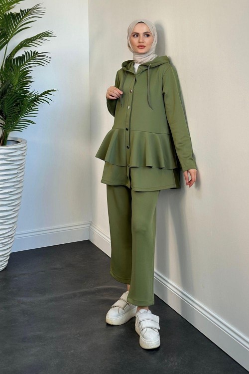 Raina Fırfırlı Scuba Takım Yağ Yeşili