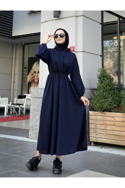 Rio Önü Cepli Elbise Lacivert