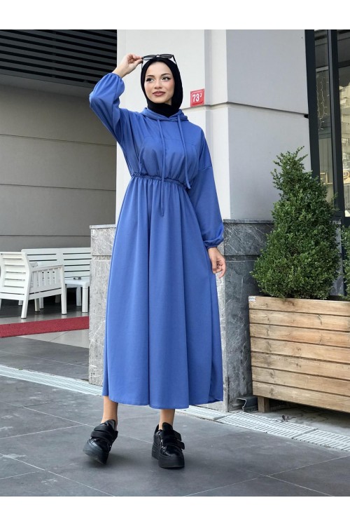Rio Önü Cepli Elbise Mavi