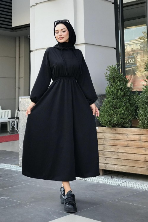 Rio Önü Cepli Elbise Siyah