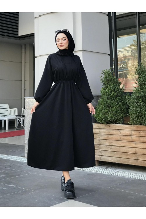 Rio Önü Cepli Elbise Siyah