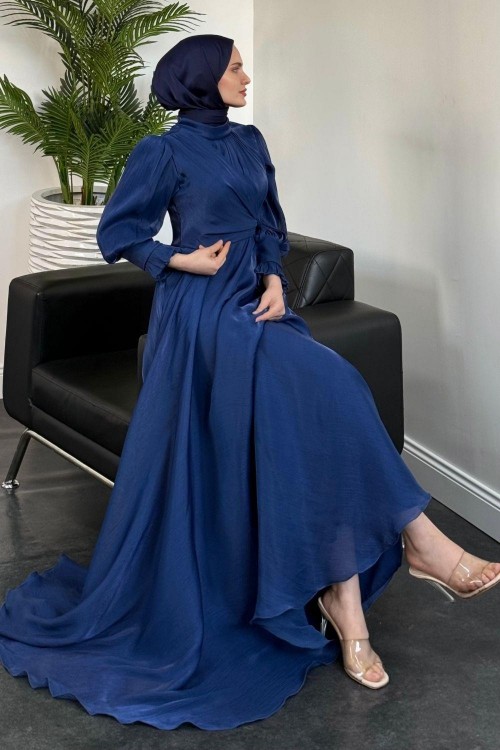 Rovena Yandan Bağlamalı Abiye Lacivert