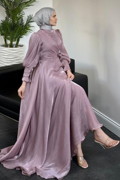 Rovena Yandan Bağlamalı Abiye Lila