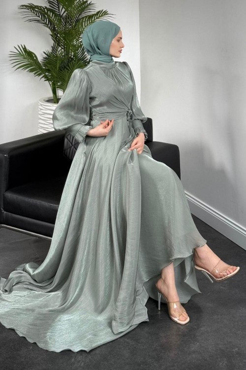 Rovena Yandan Bağlamalı Abiye Mint