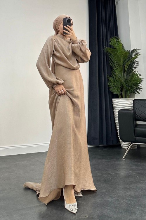 Sadem Volanlı Kuyruklu Janjan Abiye Vizon