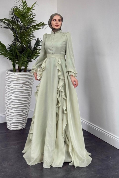 Samira Fırfırlı Janjan Abiye Mint