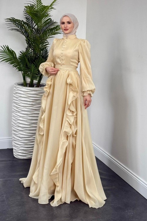 Samira Fırfırlı Janjan Abiye Mum Işığı