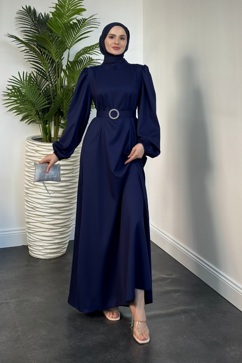Sarah Kemerlı Elbise Lacivert
