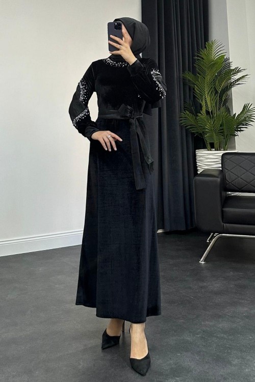 Selina Kadife Abiye Siyah