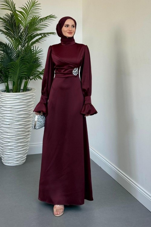 Senoria Yandan Taşlı Abiye Vişne Çürüğü