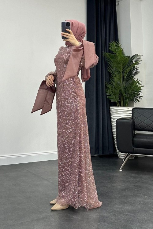 Simli Puantiyeli Abiye Pudra