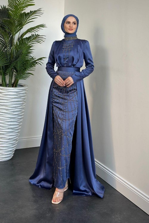 Sindirella Pelerin Detay Abiye İndigo