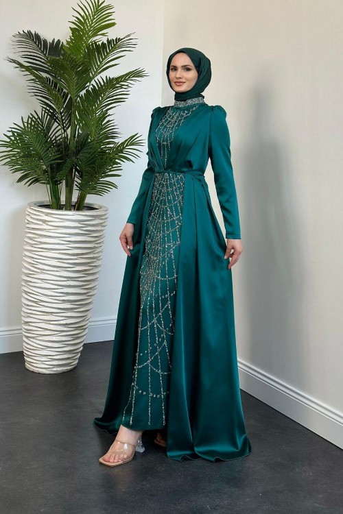 Sindirella Pelerin Detay Abiye Zümrüt