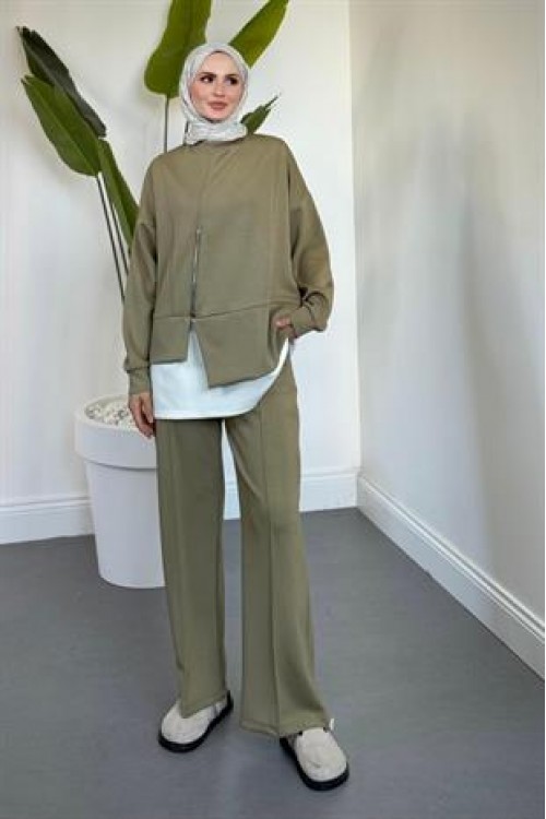 Skylar Alt Kısmı Fermuarlı İçlikli Takım Haki