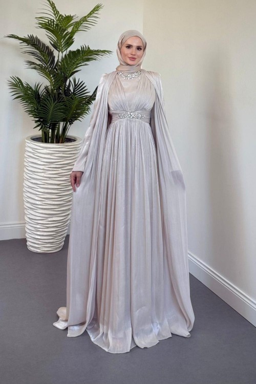 Solea Kolları Pelerinli Taşlı Abiye Taş