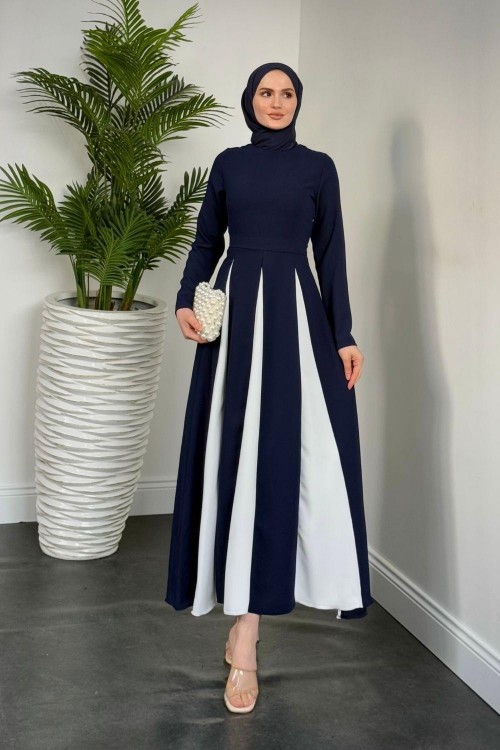 Soul Krep Elbise Lacivert