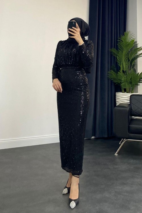 Leya Payet Abiye Siyah