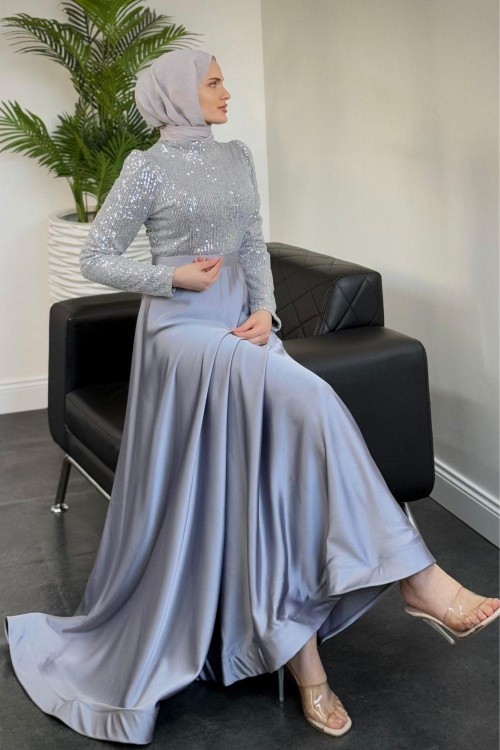 Tiana Pul Payet Abiye Gri