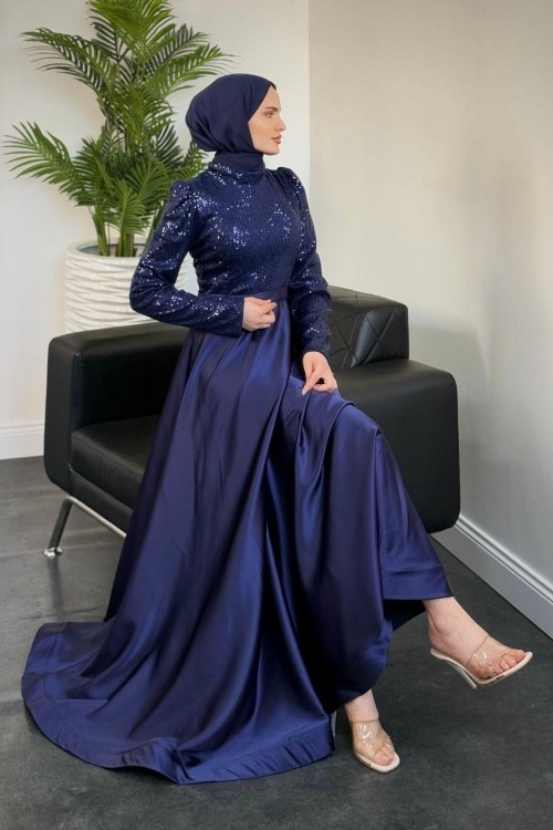 Tiana Pul Payet Abiye Lacivert