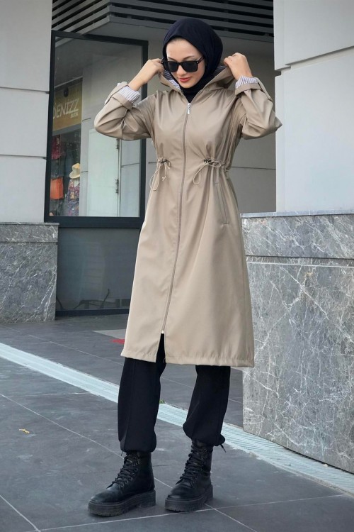 Tina Fermuarlı Trençkot Bej