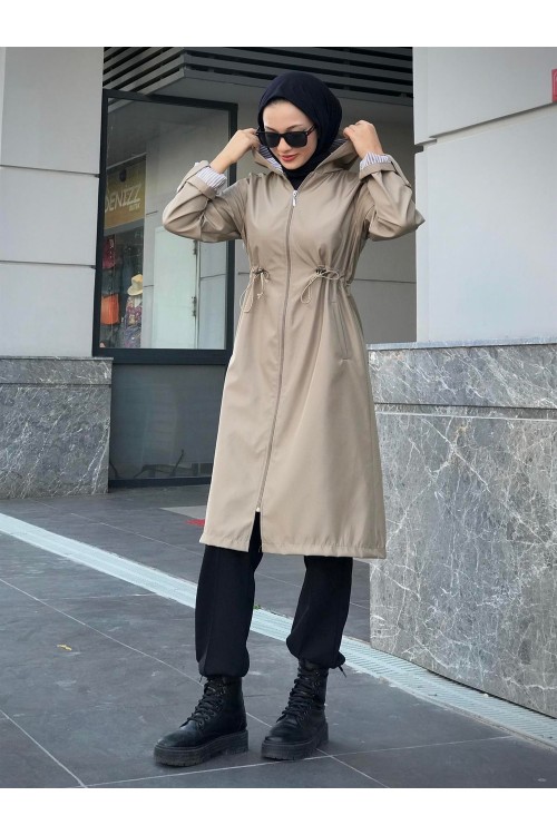 Tina Fermuarlı Trençkot Bej
