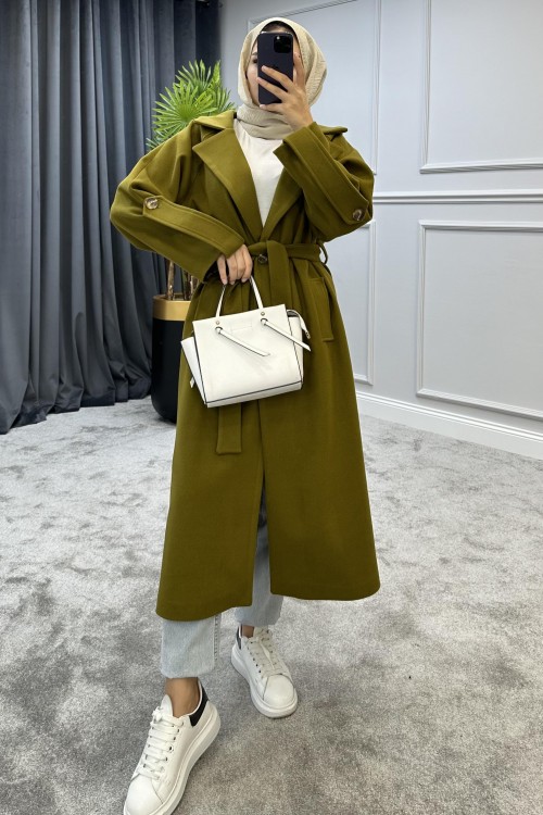 Tolunay Kaşe Kaban Yağ Yeşili