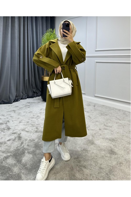 Tolunay Kaşe Kaban Yağ Yeşili