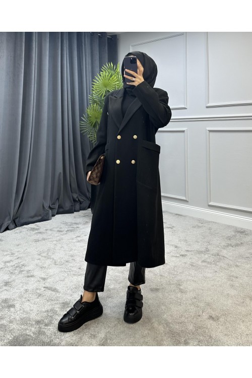 Uzun Düğmeli Kaban Siyah