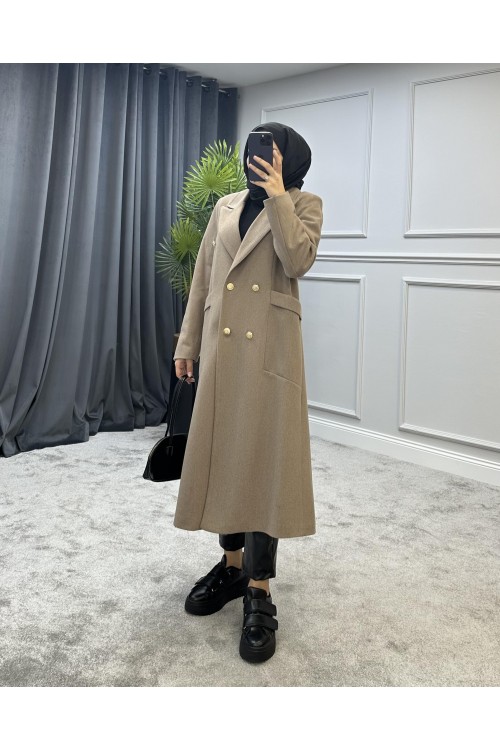 Uzun Düğmeli Kaban Vizon