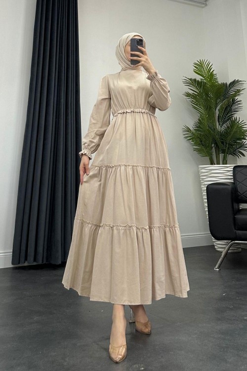 Valerie Fırfır Detay Elbise Vizon